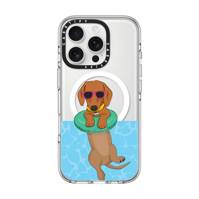 Megan Roy x CASETiFY iPhone 16 Pro ケース クリア クリア ケース MagSafe対応 Swimming Dachshund