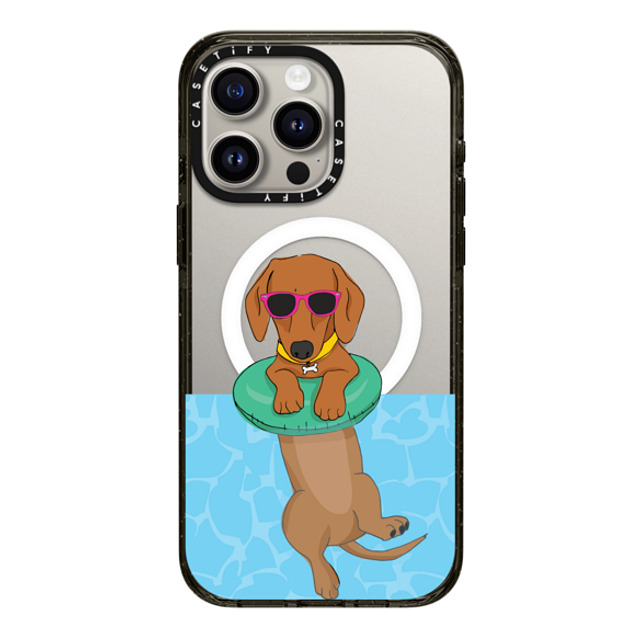 Megan Roy x CASETiFY iPhone 15 Pro Max ケース ブラック インパクトケース MagSafe対応 Swimming Dachshund