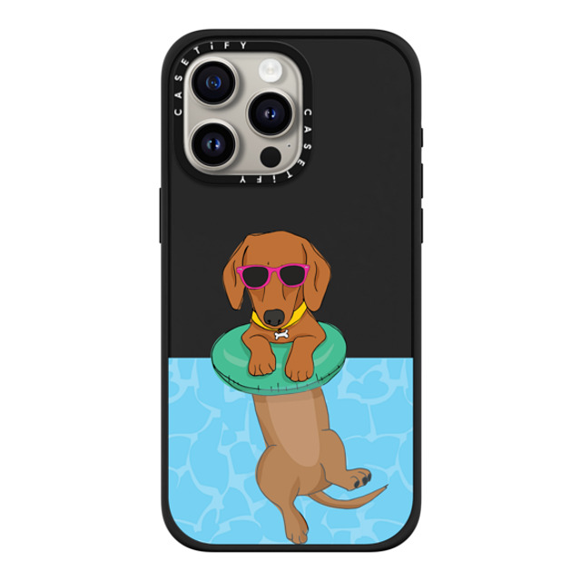 Megan Roy x CASETiFY iPhone 15 Pro Max ケース マットブラック インパクトケース MagSafe対応 Swimming Dachshund