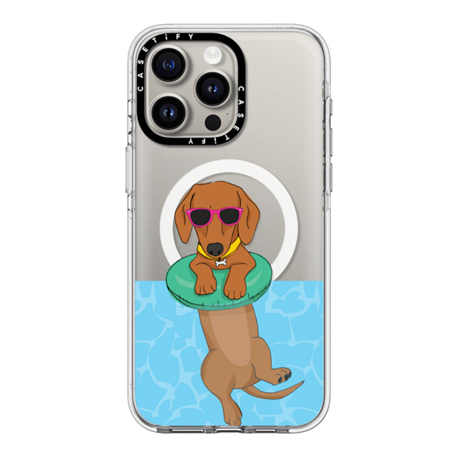 Megan Roy x CASETiFY iPhone 15 Pro Max ケース クリア クリア ケース MagSafe対応 Swimming Dachshund