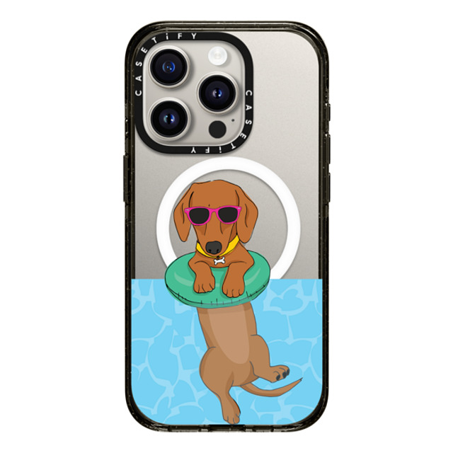 Megan Roy x CASETiFY iPhone 15 Pro ケース ブラック インパクトケース MagSafe対応 Swimming Dachshund