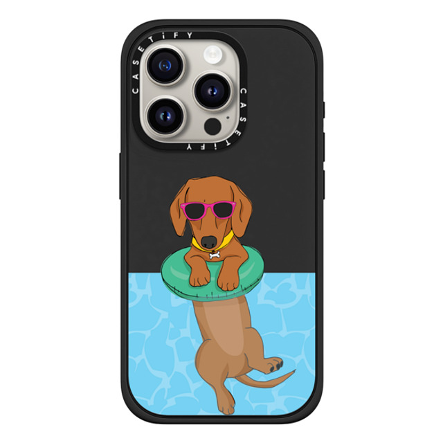 Megan Roy x CASETiFY iPhone 15 Pro ケース マットブラック インパクトケース MagSafe対応 Swimming Dachshund