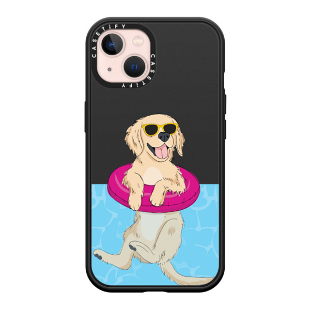 Megan Roy x CASETiFY iPhone 13 ケース マットブラック インパクトケース MagSafe対応 Swimming Golden Retriever