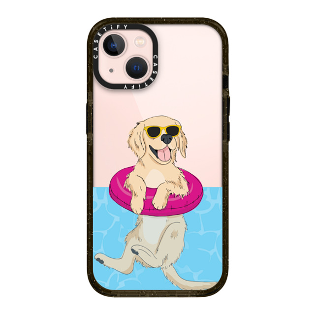 Megan Roy x CASETiFY iPhone 13 ケース ブラック インパクトケース Swimming Golden Retriever