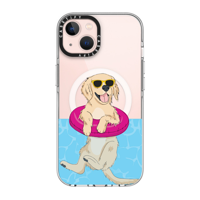 Megan Roy x CASETiFY iPhone 13 ケース クリア クリア ケース MagSafe対応 Swimming Golden Retriever