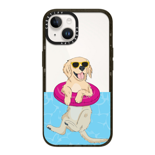 Megan Roy x CASETiFY iPhone 14 ケース ブラック インパクトケース Swimming Golden Retriever