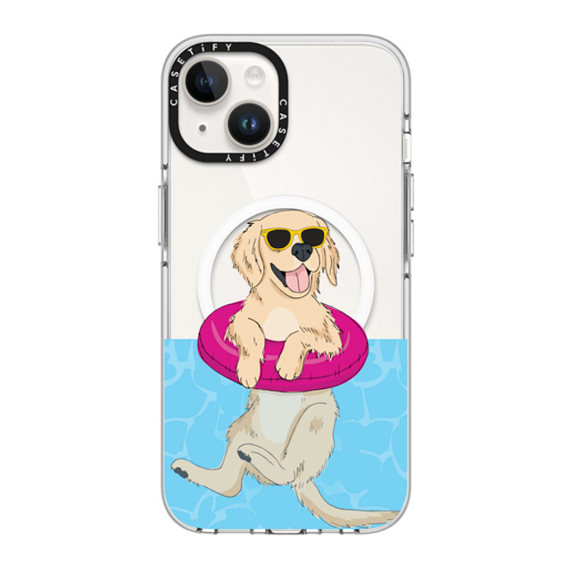 Megan Roy x CASETiFY iPhone 14 ケース クリア クリア ケース MagSafe対応 Swimming Golden Retriever