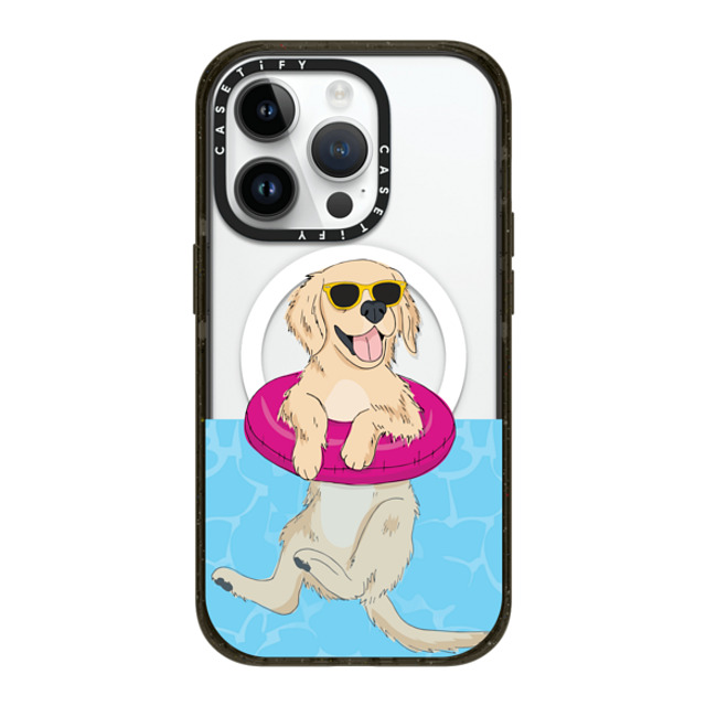 Megan Roy x CASETiFY iPhone 14 Pro ケース ブラック インパクトケース MagSafe対応 Swimming Golden Retriever