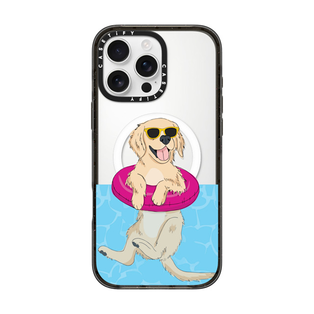 Megan Roy x CASETiFY iPhone 16 Pro Max ケース ブラック インパクトケース MagSafe対応 Swimming Golden Retriever