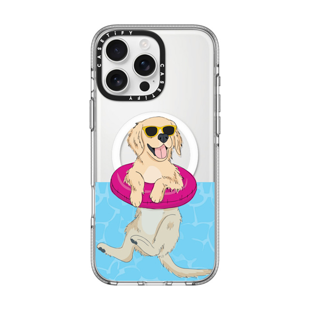 Megan Roy x CASETiFY iPhone 16 Pro Max ケース クリア クリア ケース MagSafe対応 Swimming Golden Retriever