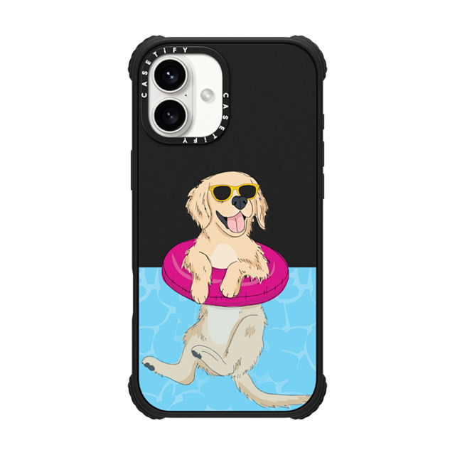 Megan Roy x CASETiFY iPhone 16 Plus ケース マットブラック ウルトラ インパクトケース MagSafe 対応 Swimming Golden Retriever