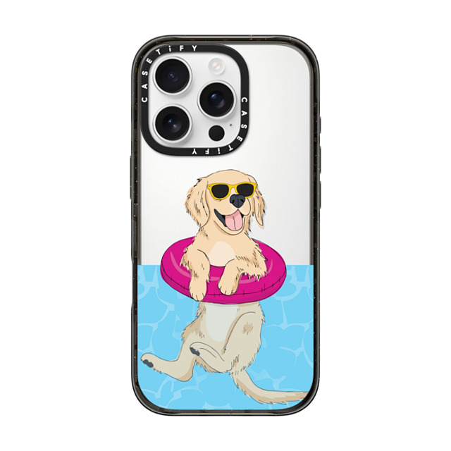 Megan Roy x CASETiFY iPhone 16 Pro ケース ブラック インパクトケース Swimming Golden Retriever