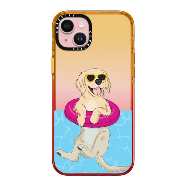 Megan Roy x CASETiFY iPhone 15 Plus Case Peach Haze Impact Case Swimming Golden Retriever Megan Roy x CASETiFY iPhone 15 Plus Case Peach Haze Impact Case Swimming Golden Retriever