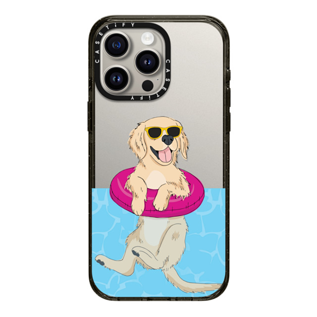 Megan Roy x CASETiFY iPhone 15 Pro Max ケース ブラック インパクトケース Swimming Golden Retriever