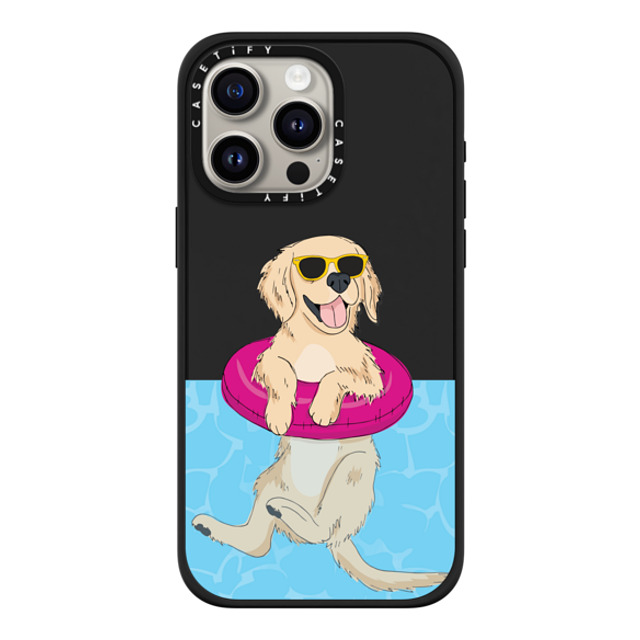 Megan Roy x CASETiFY iPhone 15 Pro Max ケース マットブラック インパクトケース MagSafe対応 Swimming Golden Retriever