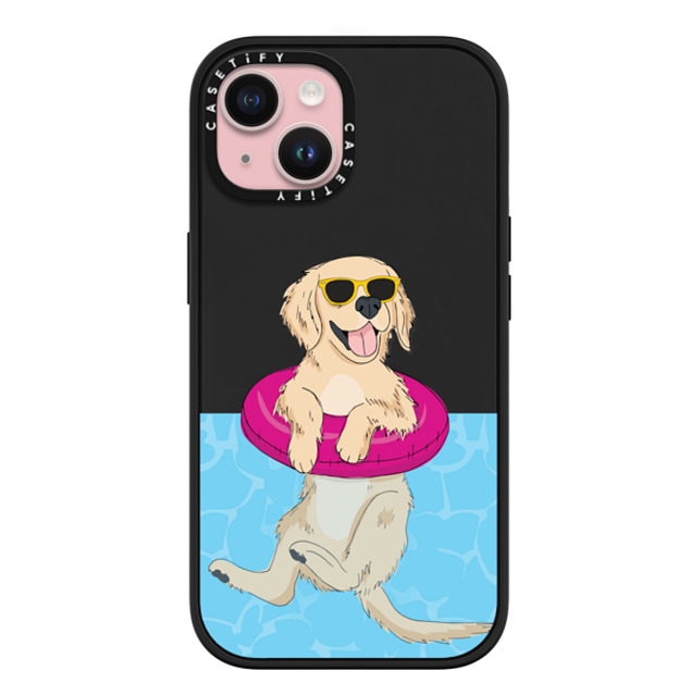 Megan Roy x CASETiFY iPhone 15 ケース マットブラック インパクトケース MagSafe対応 Swimming Golden Retriever