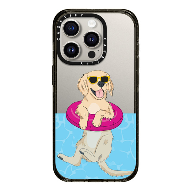 Megan Roy x CASETiFY iPhone 15 Pro ケース ブラック インパクトケース Swimming Golden Retriever