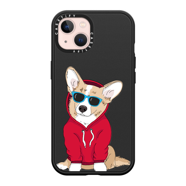 Megan Roy x CASETiFY iPhone 13 ケース マットブラック インパクトケース MagSafe対応 Hipster Corgi