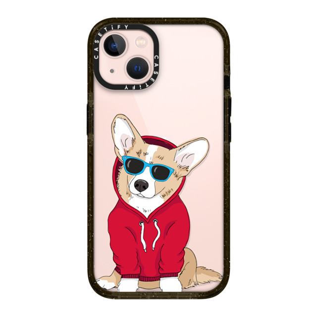 Megan Roy x CASETiFY iPhone 13 ケース ブラック インパクトケース Hipster Corgi