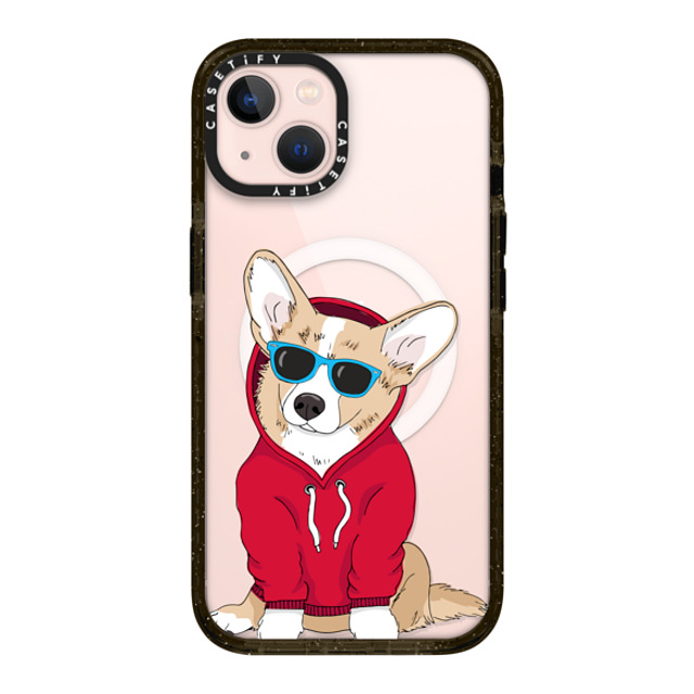 Megan Roy x CASETiFY iPhone 13 ケース ブラック インパクトケース MagSafe対応 Hipster Corgi