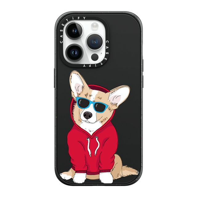 Megan Roy x CASETiFY iPhone 14 Pro ケース マットブラック インパクトケース MagSafe対応 Hipster Corgi