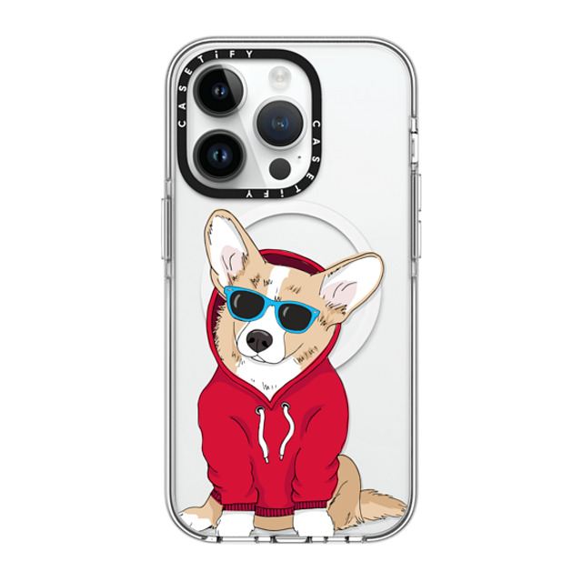 Megan Roy x CASETiFY iPhone 14 Pro ケース クリア クリア ケース MagSafe対応 Hipster Corgi