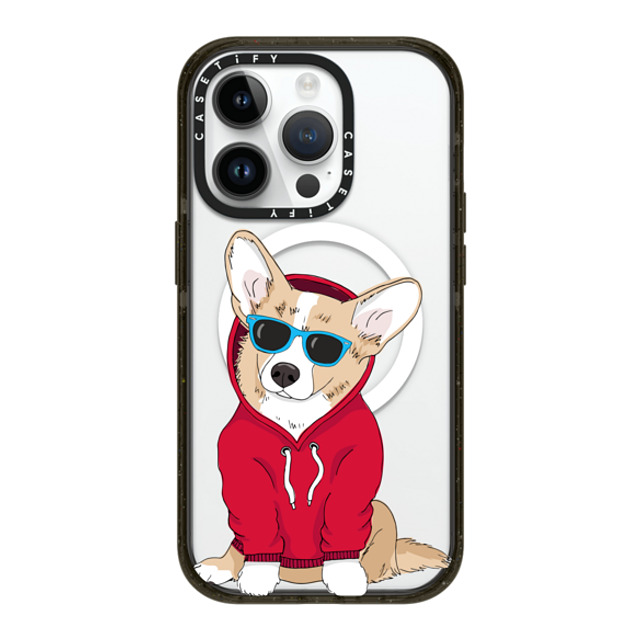 Megan Roy x CASETiFY iPhone 14 Pro ケース ブラック インパクトケース MagSafe対応 Hipster Corgi