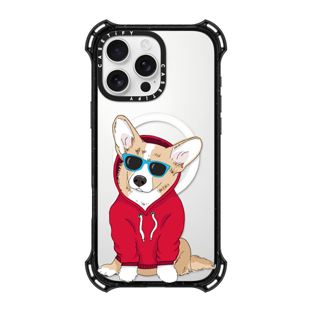 Megan Roy x CASETiFY iPhone 16 Pro Max ケース ブラック バウンスケース Hipster Corgi