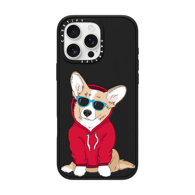 Megan Roy x CASETiFY iPhone 16 Pro Max ケース マットブラック インパクトケース MagSafe対応 Hipster Corgi