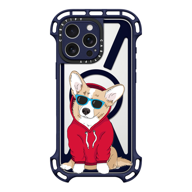 Megan Roy x CASETiFY iPhone 16 Pro Max Case インディゴ ウルトラ バウンスケース MagSafe対応 Hipster Corgi Megan Roy x CASETiFY iPhone 16 Pro Max Case インディゴ ウルトラ バウンスケース MagSafe対応 Hipster Corgi