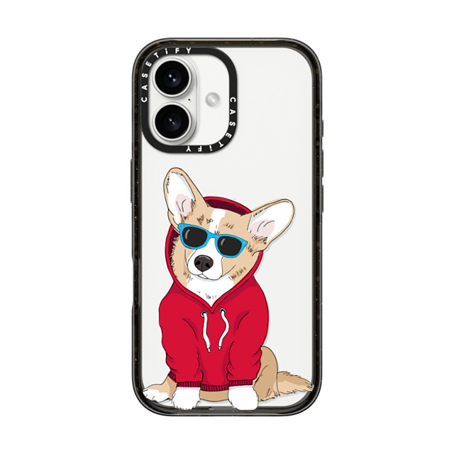 Megan Roy x CASETiFY iPhone 16 ケース ブラック インパクトケース Hipster Corgi