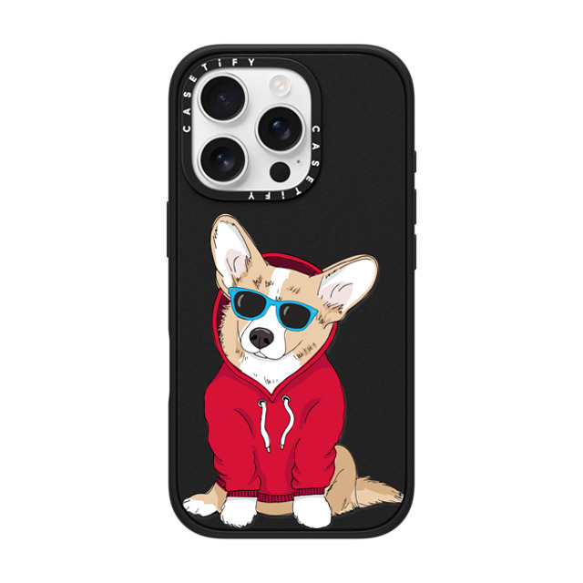 Megan Roy x CASETiFY iPhone 16 Pro ケース マットブラック インパクトケース MagSafe対応 Hipster Corgi