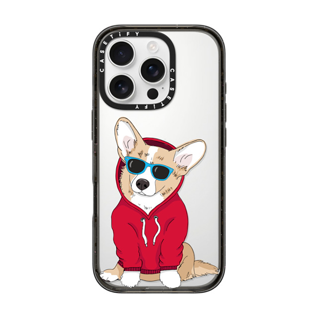 Megan Roy x CASETiFY iPhone 16 Pro ケース ブラック インパクトケース Hipster Corgi