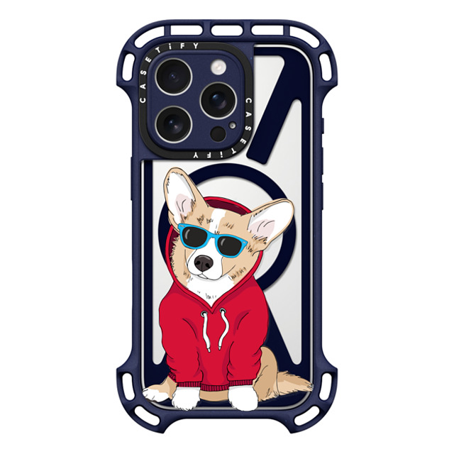 Megan Roy x CASETiFY iPhone 16 Pro Case インディゴ ウルトラ バウンスケース MagSafe対応 Hipster Corgi Megan Roy x CASETiFY iPhone 16 Pro Case インディゴ ウルトラ バウンスケース MagSafe対応 Hipster Corgi