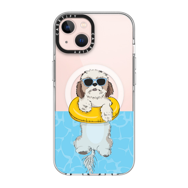 Megan Roy x CASETiFY iPhone 13 ケース クリア クリア ケース MagSafe対応 Swimming Shih Tzu