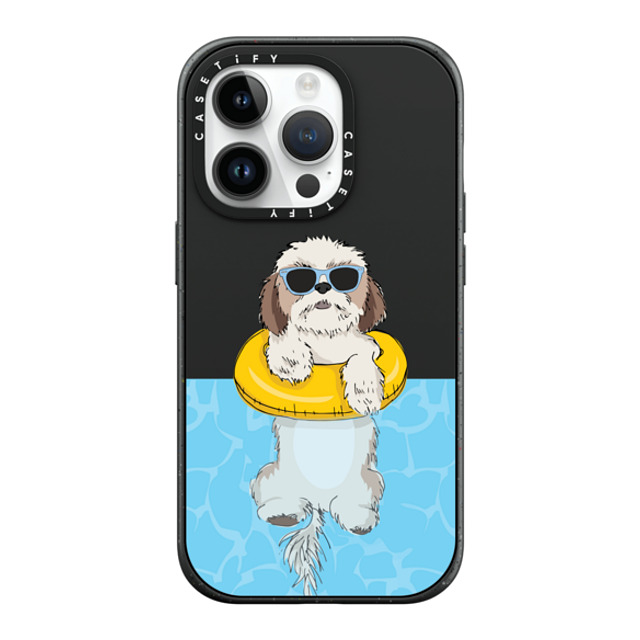 Megan Roy x CASETiFY iPhone 14 Pro ケース マットブラック インパクトケース MagSafe対応 Swimming Shih Tzu