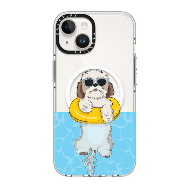 Megan Roy x CASETiFY iPhone 14 ケース クリア クリア ケース MagSafe対応 Swimming Shih Tzu