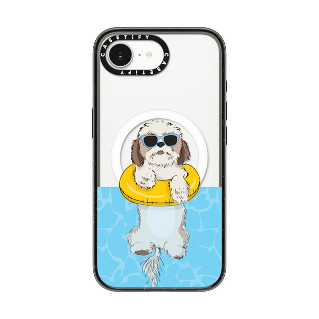 Megan Roy x CASETiFY iPhone 16e ケース Dog,Animal ブラック インパクトケース MagSafe対応 Swimming Shih Tzu Back to School Megan Roy x CASETiFY iPhone 16e ケース Dog,Animal ブラック インパクトケース MagSafe対応 Swimming Shih Tzu Back to School