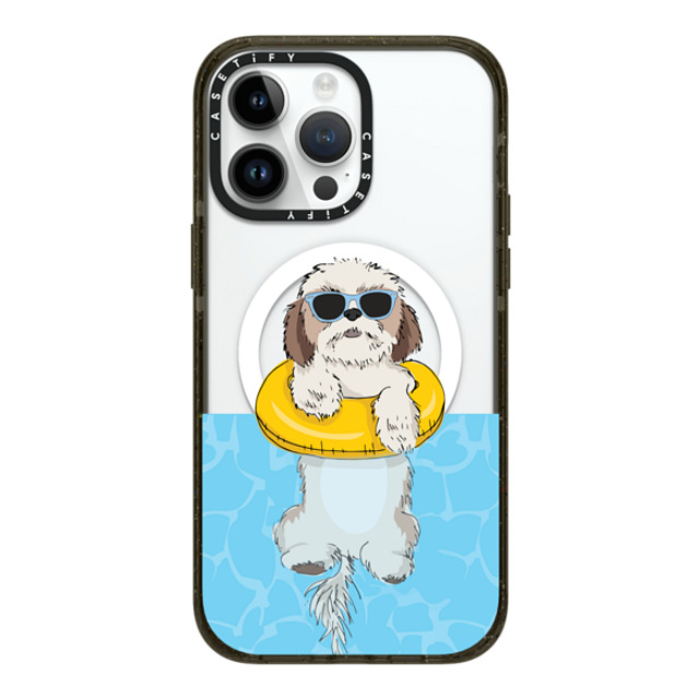 Megan Roy x CASETiFY iPhone 14 Pro Max ケース ブラック インパクトケース MagSafe対応 Swimming Shih Tzu