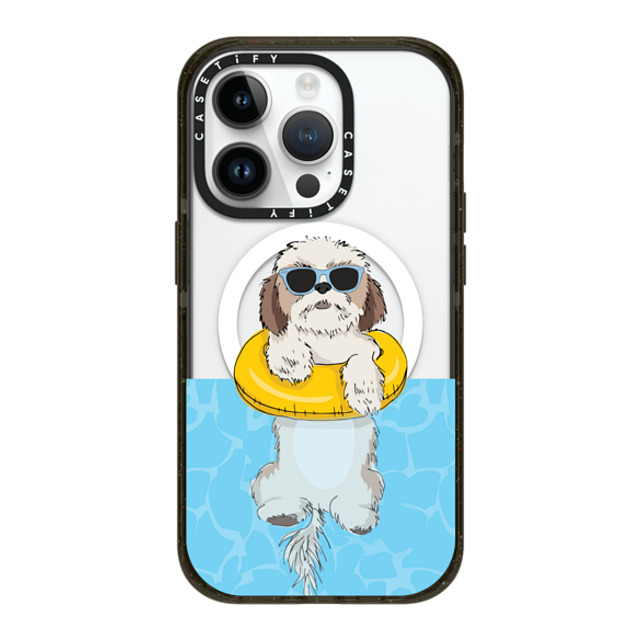 Megan Roy x CASETiFY iPhone 14 Pro ケース ブラック インパクトケース MagSafe対応 Swimming Shih Tzu