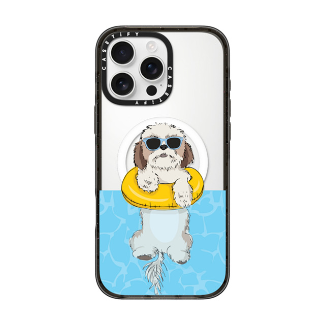 Megan Roy x CASETiFY iPhone 16 Pro Max ケース ブラック インパクトケース MagSafe対応 Swimming Shih Tzu