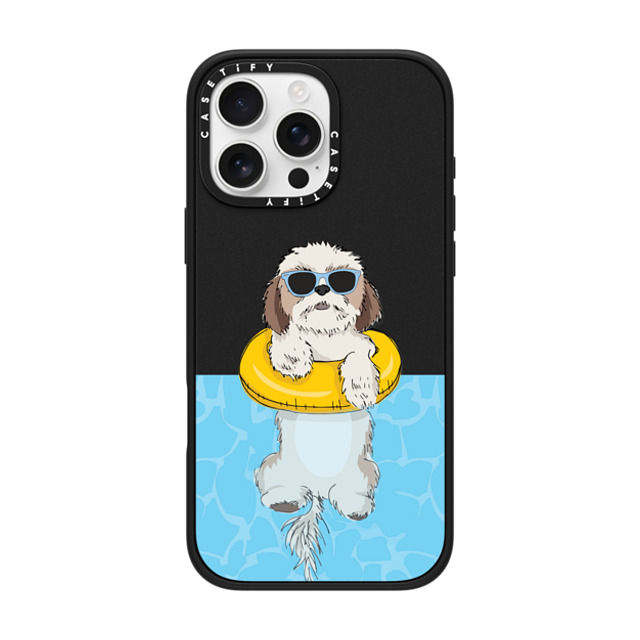 Megan Roy x CASETiFY iPhone 16 Pro Max ケース マットブラック インパクトケース MagSafe対応 Swimming Shih Tzu