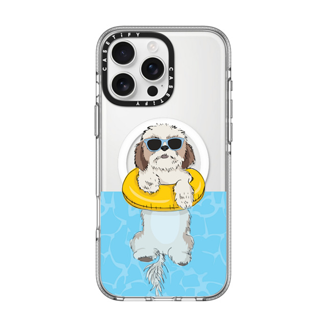 Megan Roy x CASETiFY iPhone 16 Pro Max ケース クリア クリア ケース MagSafe対応 Swimming Shih Tzu