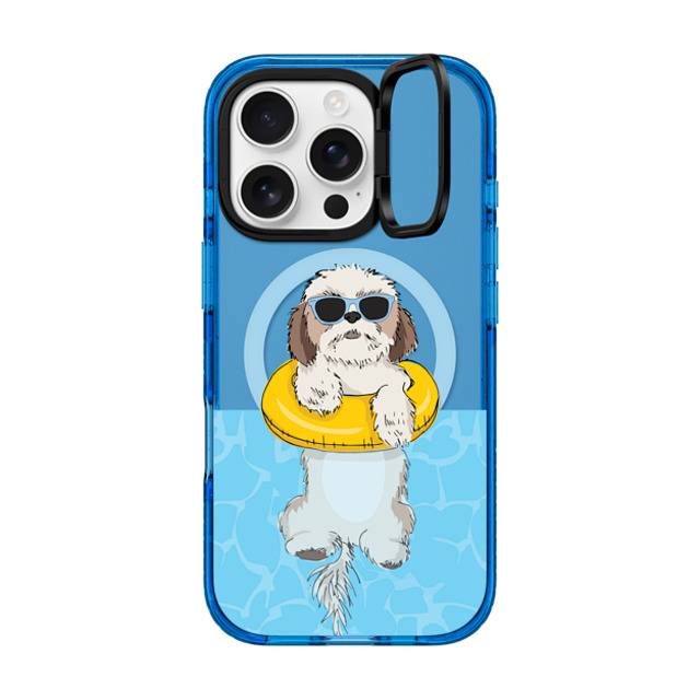 Megan Roy x CASETiFY iPhone 16 Pro Case スカイブルー インパクトリングスタンドケース MagSafe対応 Swimming Shih Tzu Megan Roy x CASETiFY iPhone 16 Pro Case スカイブルー インパクトリングスタンドケース MagSafe対応 Swimming Shih Tzu