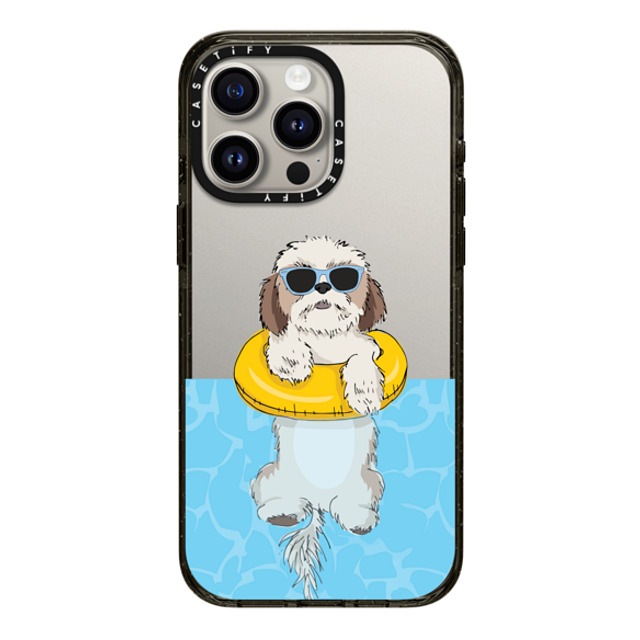 Megan Roy x CASETiFY iPhone 15 Pro Max ケース ブラック インパクトケース Swimming Shih Tzu