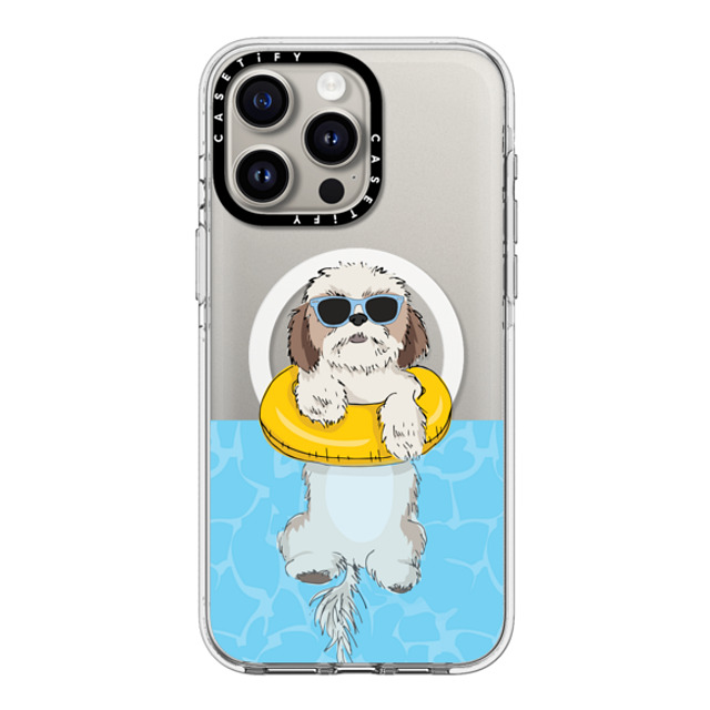 Megan Roy x CASETiFY iPhone 15 Pro Max ケース クリア クリア ケース MagSafe対応 Swimming Shih Tzu