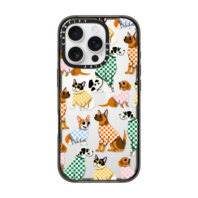 Megan Roy x CASETiFY iPhone 16 Pro Case Dog,Cartoon Black Impact Case Checkered Puppy Pack Mother's Day Megan Roy x CASETiFY iPhone 16 Pro Case Dog,Cartoon Black Impact Case Checkered Puppy Pack Mother's Day