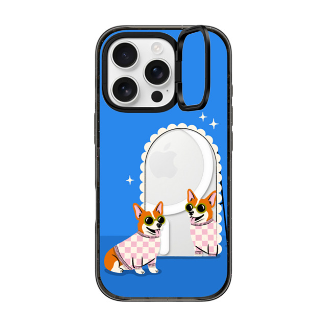 Megan Roy x CASETiFY iPhone 16 Pro ケース Dog,Cartoon ブラック インパクトリングスタンドケース MagSafe対応 Checkered Corgi Mirror Father's Day Megan Roy x CASETiFY iPhone 16 Pro ケース Dog,Cartoon ブラック インパクトリングスタンドケース MagSafe対応 Checkered Corgi Mirror Father's Day