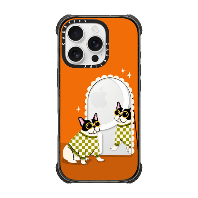 Megan Roy x CASETiFY iPhone 16 Pro ケース Dog,Cartoon ブラック ウルトラ インパクトケース MagSafe 対応 Checkered French Bulldog Mirror Father's Day Megan Roy x CASETiFY iPhone 16 Pro ケース Dog,Cartoon ブラック ウルトラ インパクトケース MagSafe 対応 Checkered French Bulldog Mirror Father's Day