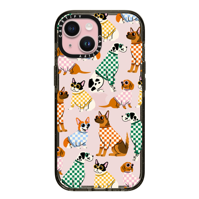 Megan Roy x CASETiFY iPhone 15 Case Dog,Cartoon Black Impact Case Checkered Puppy Pack Mother's Day Megan Roy x CASETiFY iPhone 15 Case Dog,Cartoon Black Impact Case Checkered Puppy Pack Mother's Day